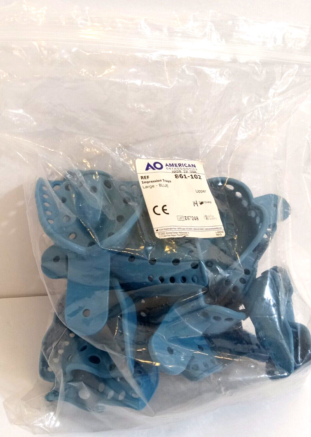 American Orthodontic Impression Trays Size Large Blue Upper 14 Count NEW