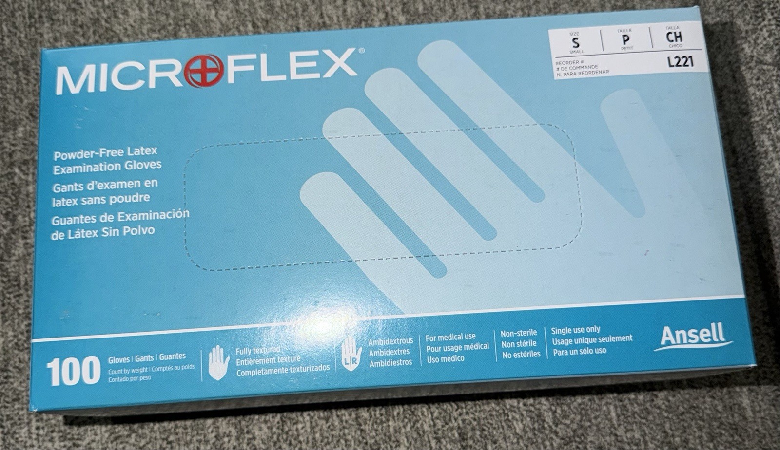 Case Of 1000 MicroFlex Powder Free Size Small Latex Examination Gloves L221