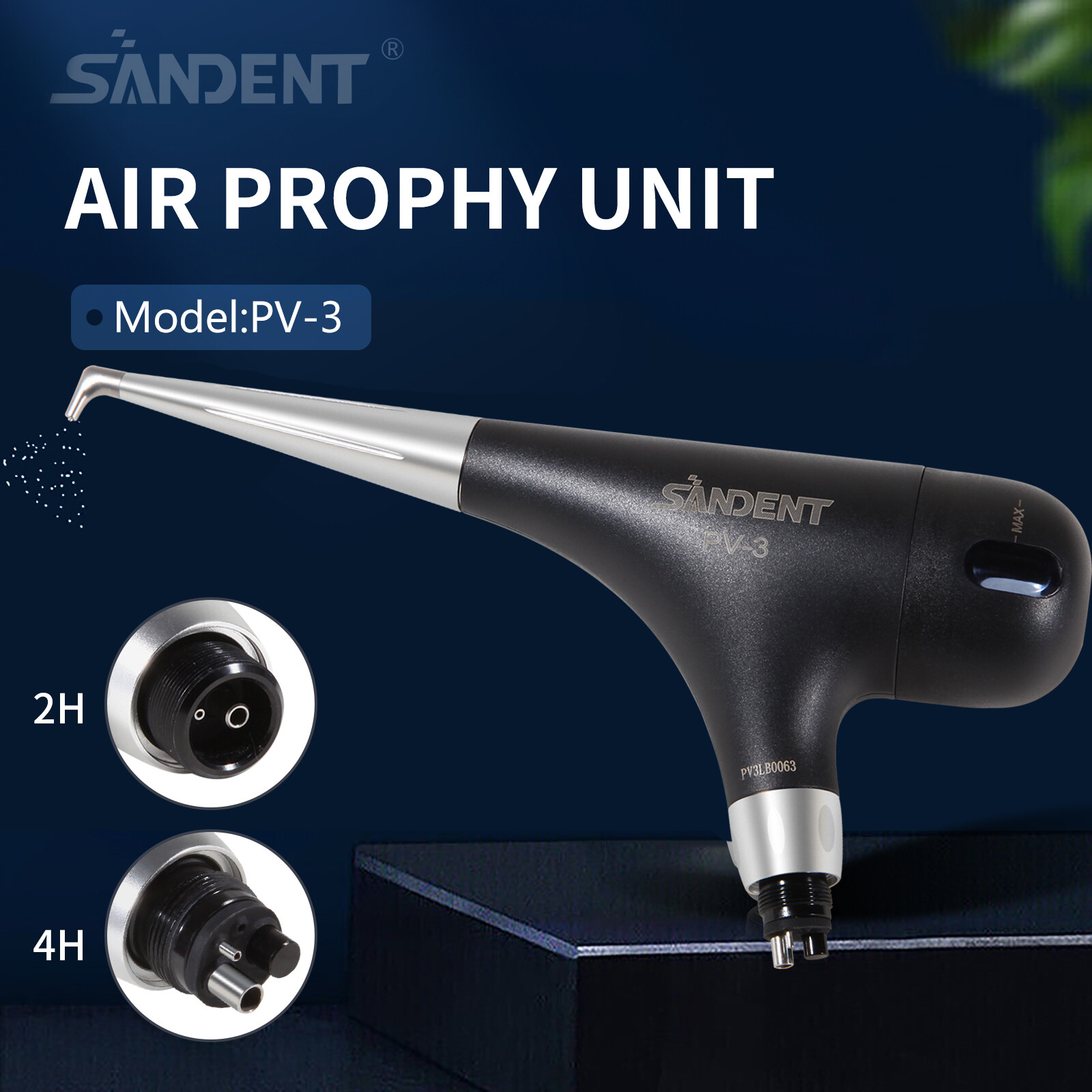 Dental 4/2 Hole Air Prophy Flow Teeth Polishing Polisher Handpiece Black PV-3 mx