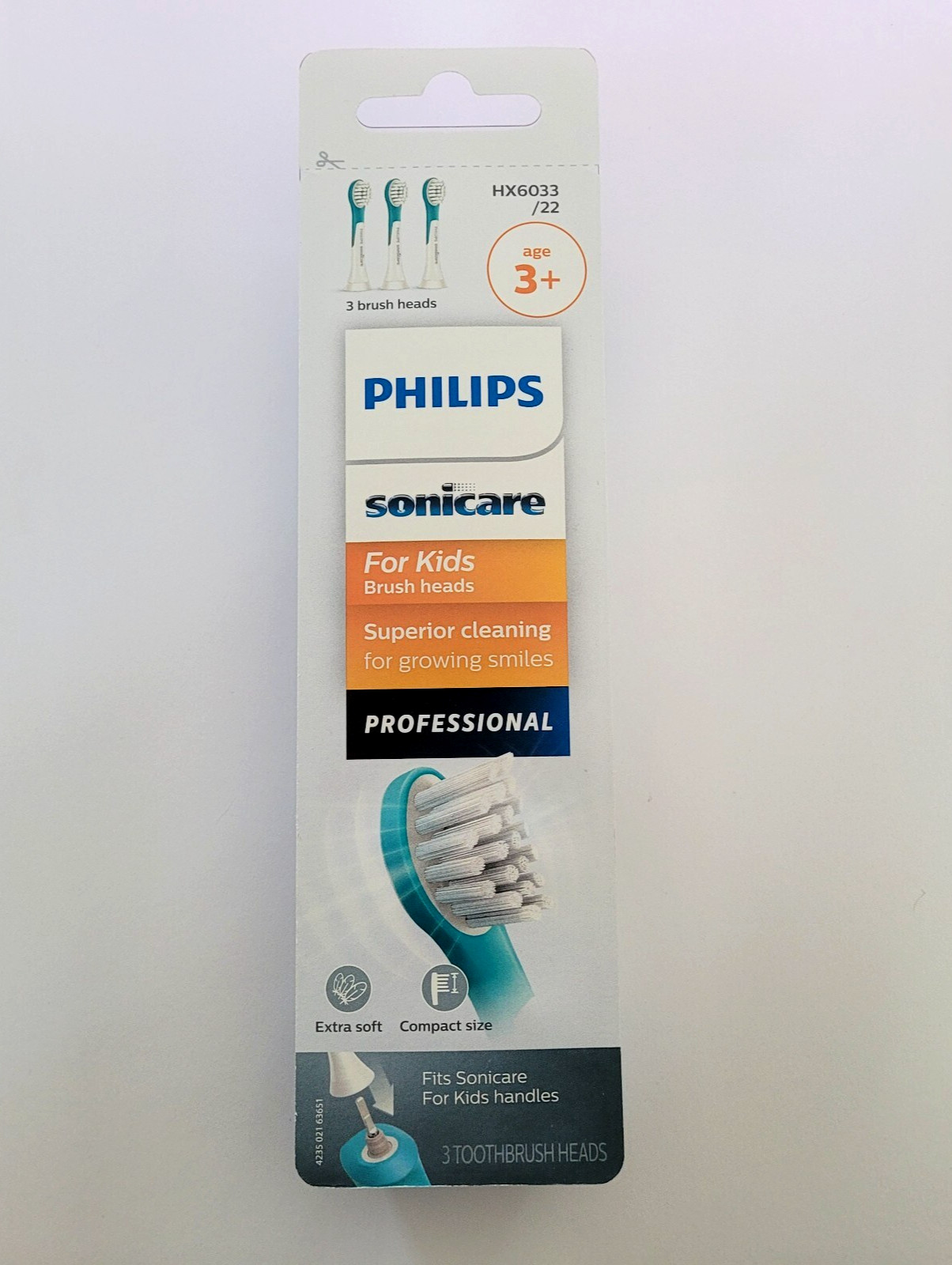 Philips Sonicare Replacement Toothbrush Head For Kids Extra Soft Compact 3 Pack