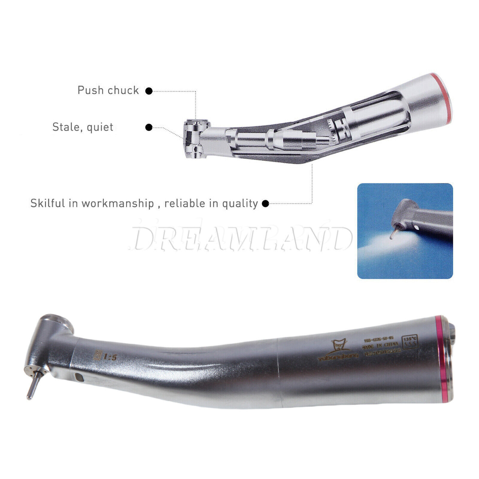 Dental 1:5 LED Fiber Optic Handpiece / Tungsten Steel Carbide Burs FG 1.6mm
