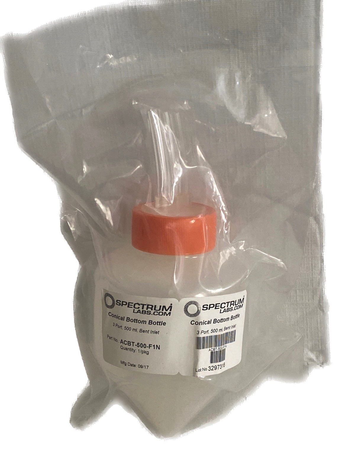 SPECTRUM 500mL 3-Port Reservoir w/ Conical Bottom Non-Sterile ACBT-500-F1N