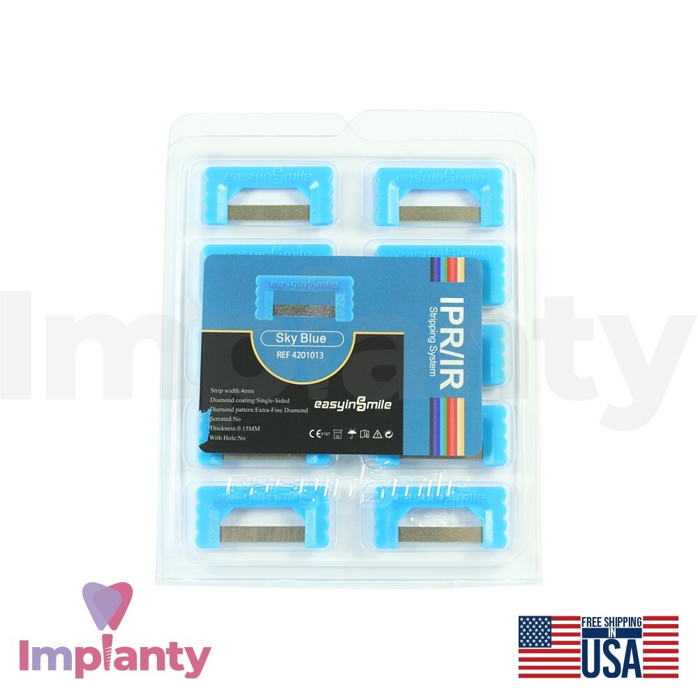 EasyinSmile Dental IPR Strips Set Single Side Diamond Extra Fine Sky Blue 0.15mm