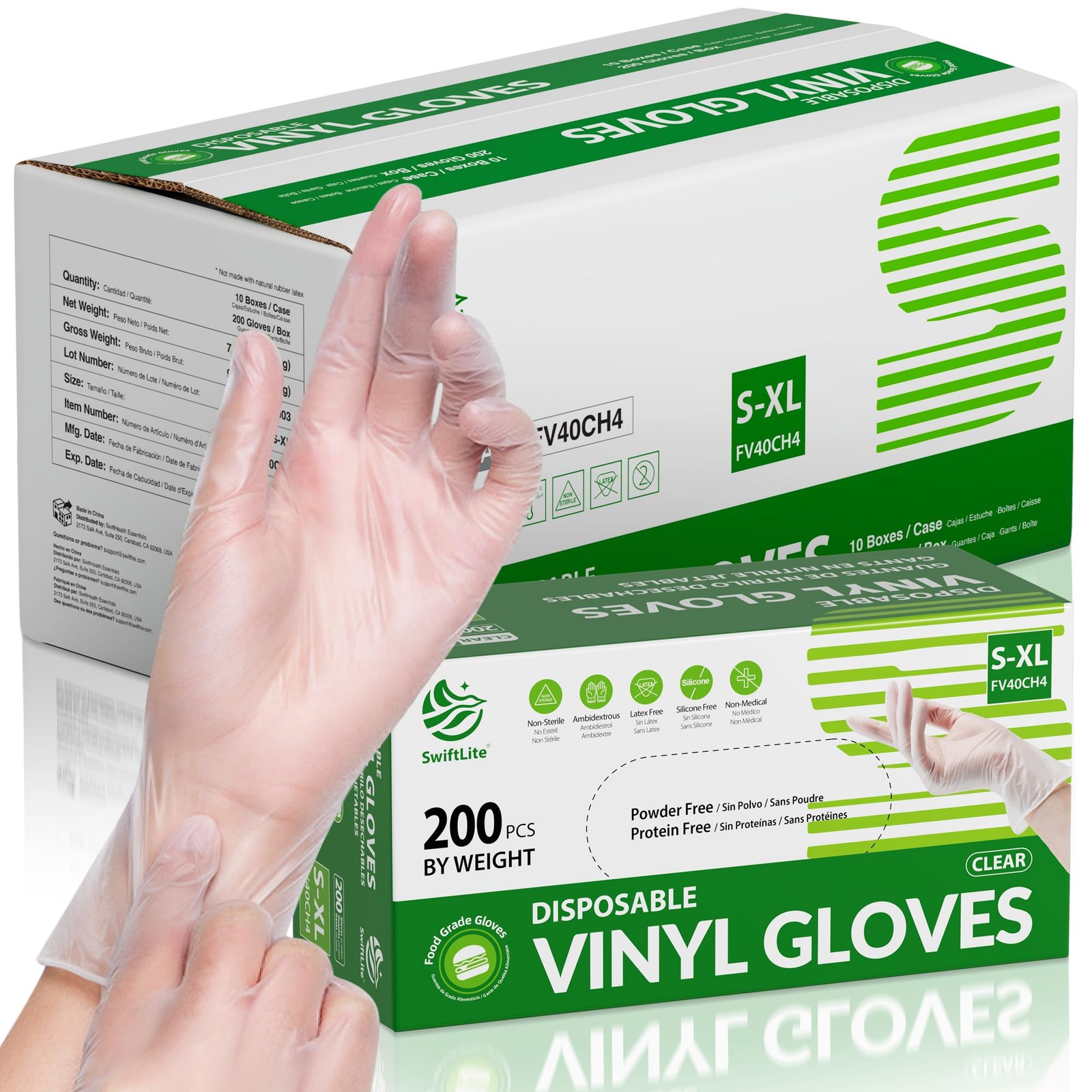 Disposable Vinyl Gloves, Food Safe, Latex-Free Powder-Free Clear Plastic Glov…