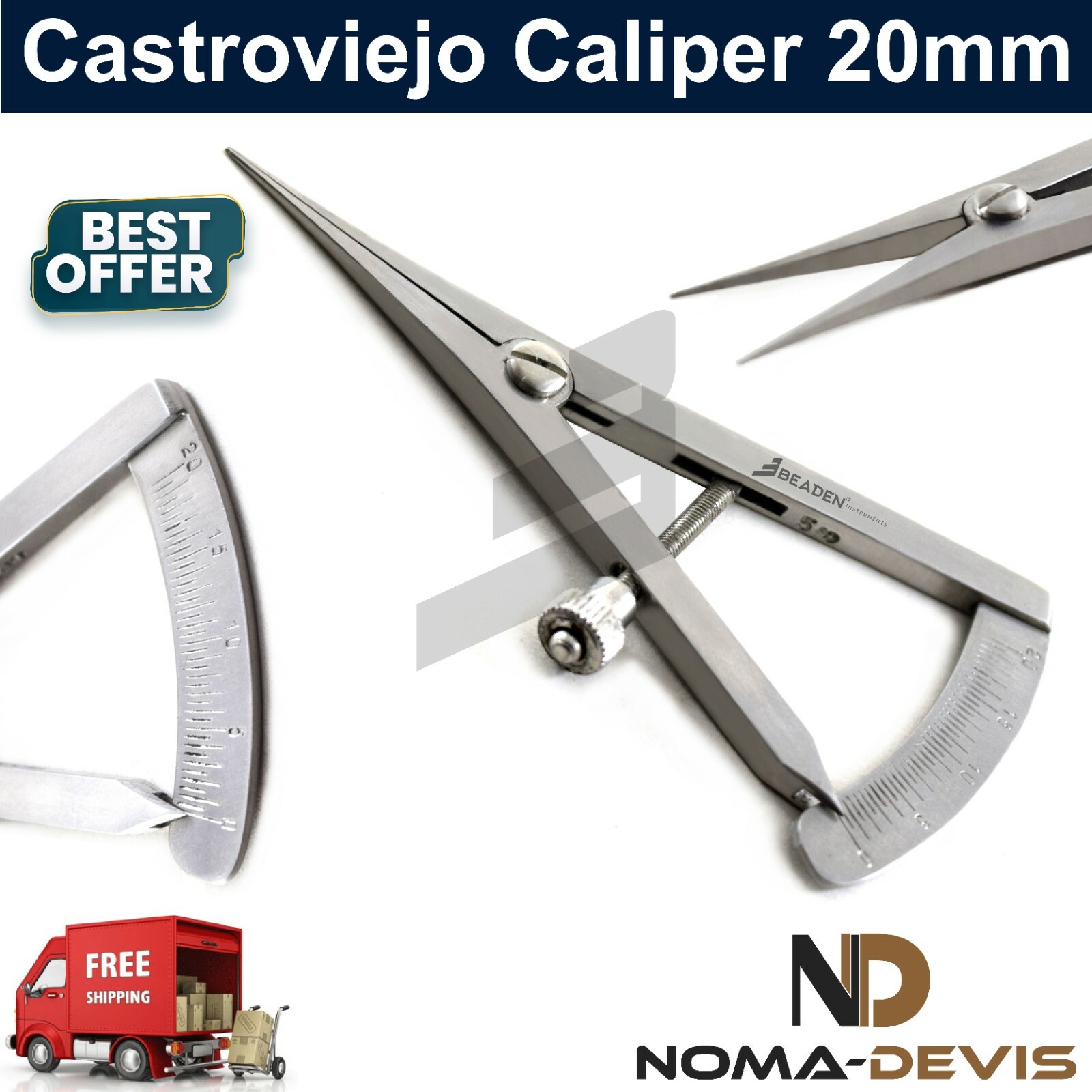 Castroviejo Caliper 20mm Measuring Gauge Surgical Dental Instruments Beaden®