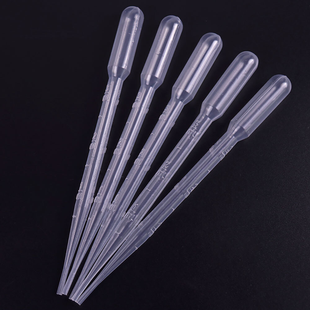 US 200Pcs 3ml Disposable Plastic Eye Dropper Set Transfer Lab Graduated Pipettes