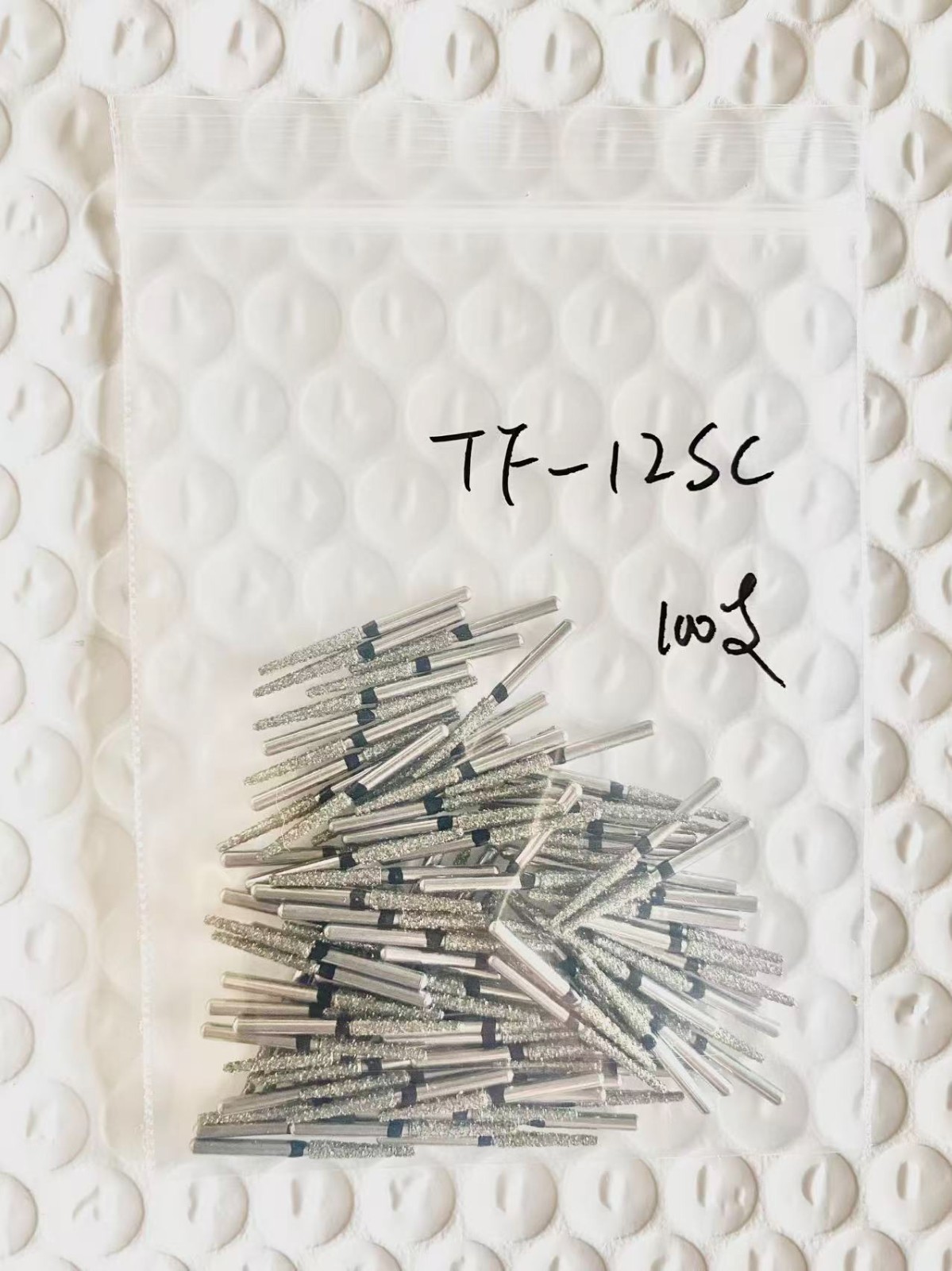 100 PCS TF-12SC Super Coarse Diamond Burs Taper Flat End for Dental Handpiece
