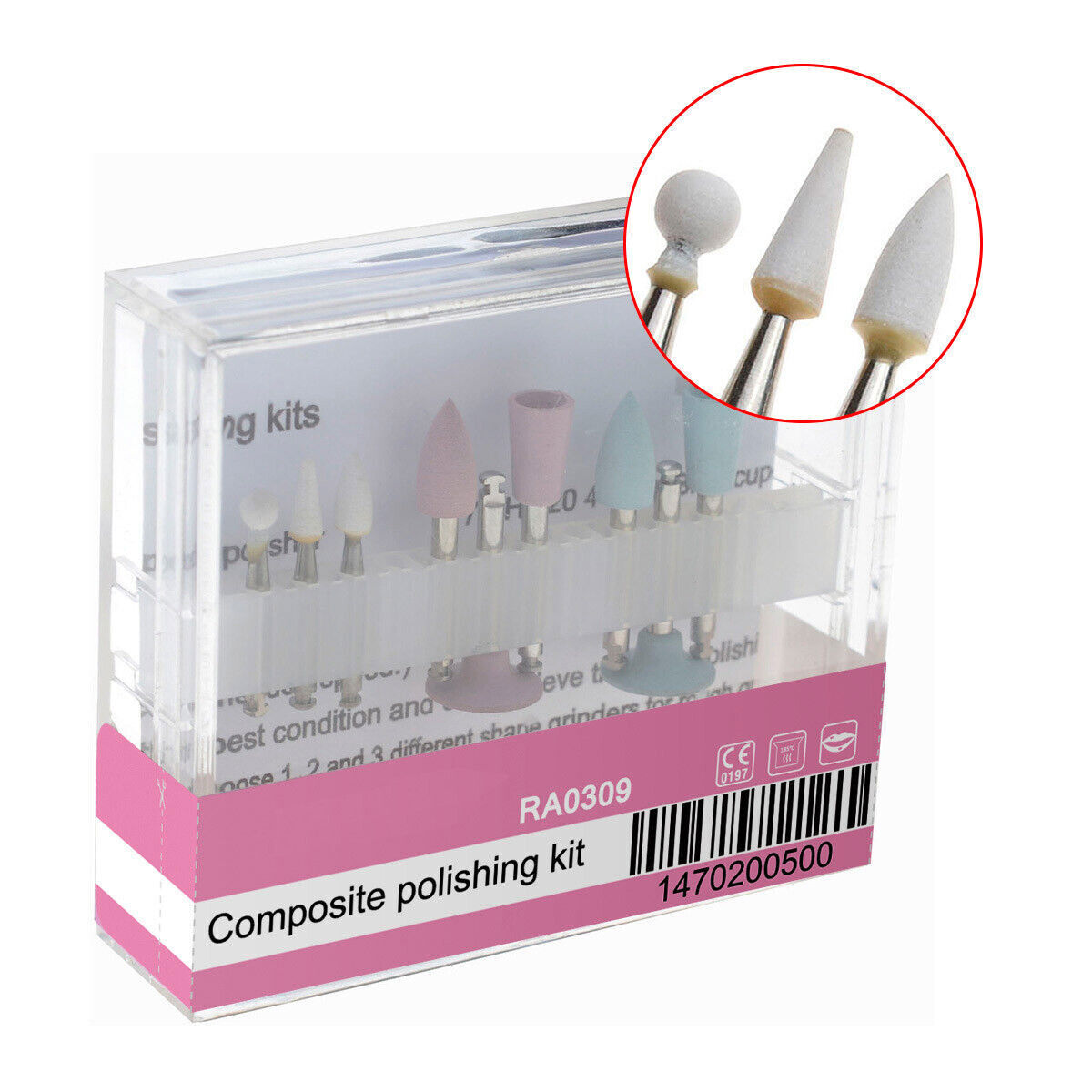 Dental RA/HP 2.35 Burs Porcelain/Composite Polishing Kit fit Low Speed Handpiece
