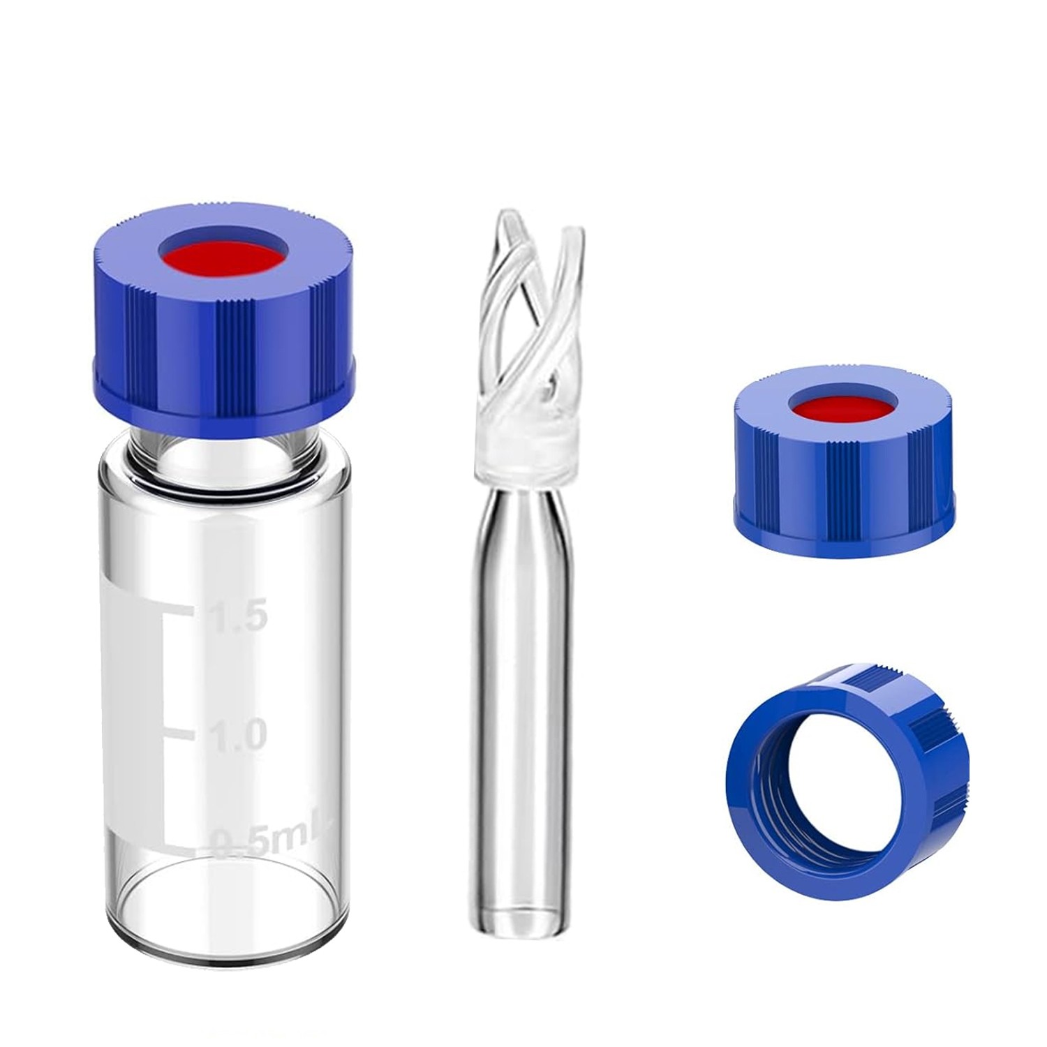 1000PCS 2ml Clear/Amber Vials+Screw Caps PTFE w/Writing Area+250uL Vials Inserts