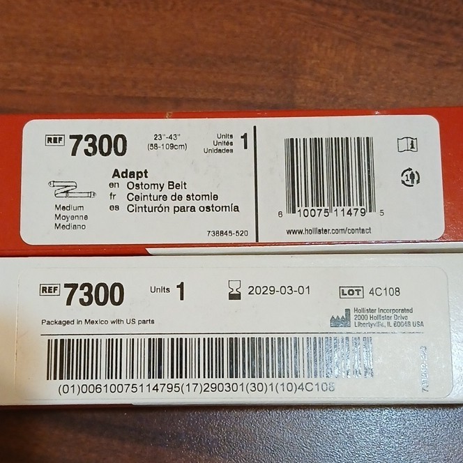 Hollister Adapt Ostomy Support Belt 7300 Medium Fits 23-43 in