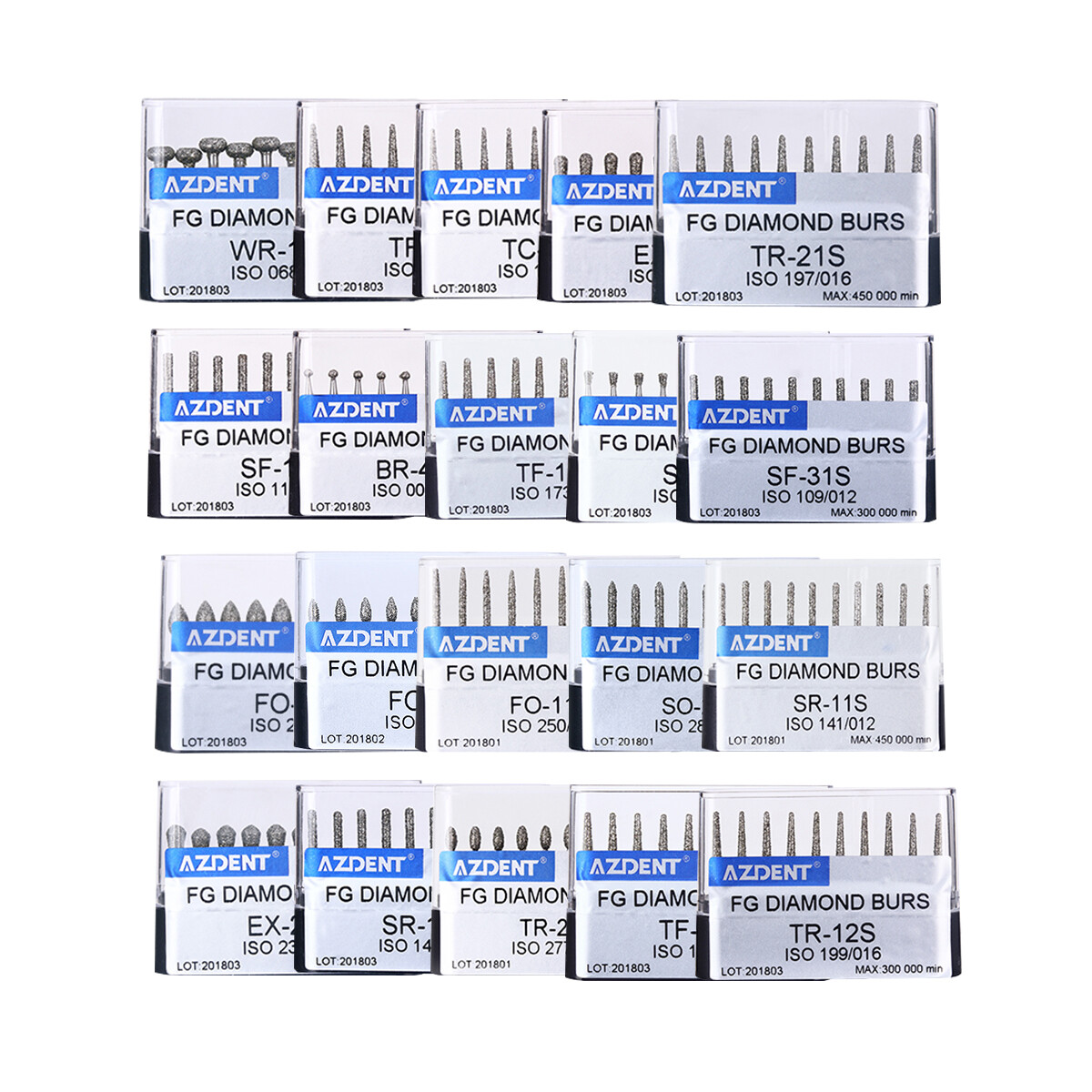 Sale Dental High Speed Handpiece Diamond Burs Drill Set 10pcs/Pack AZDENT