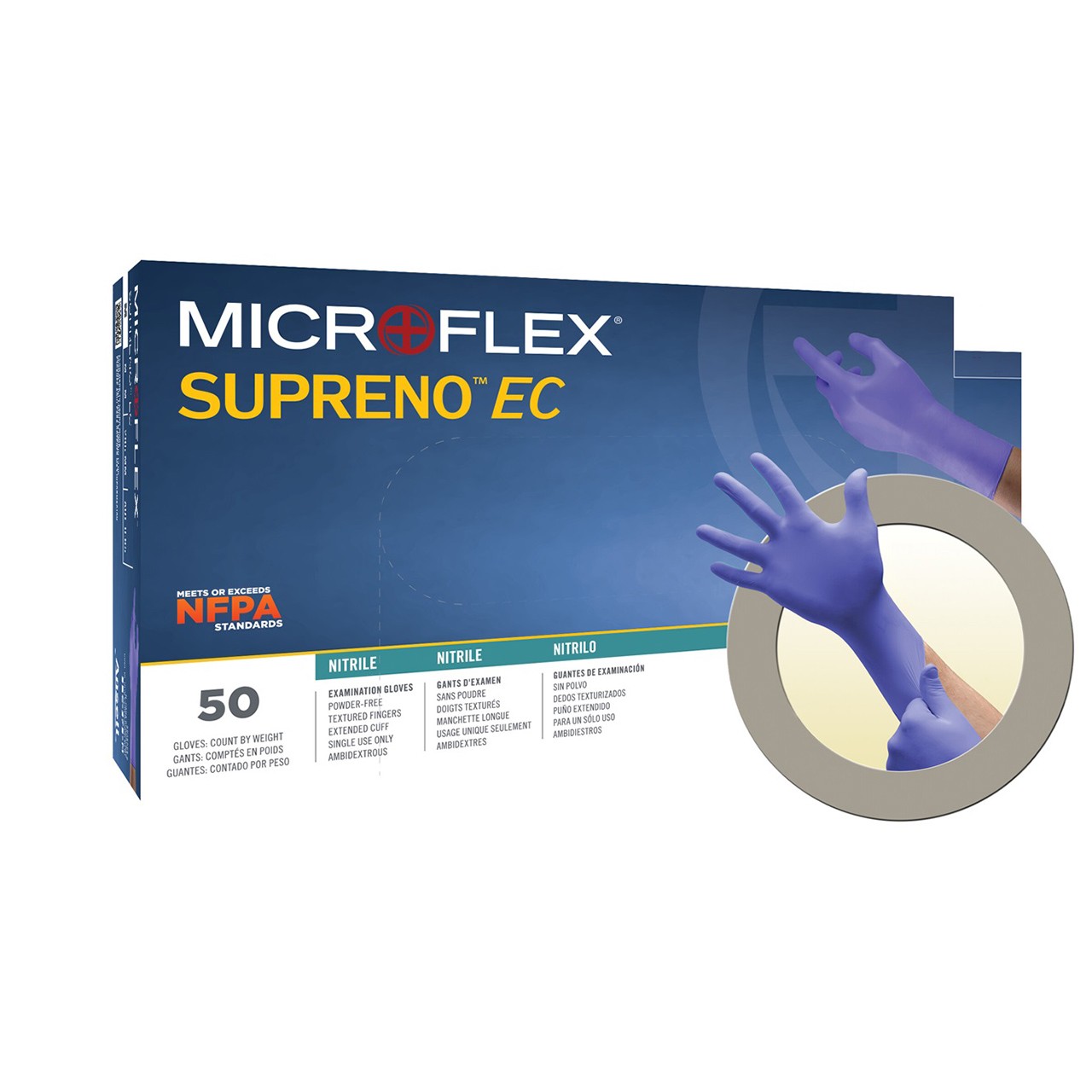 Microflex SEC-375L Supreno EC Powder Free Nitrile Gloves – Large