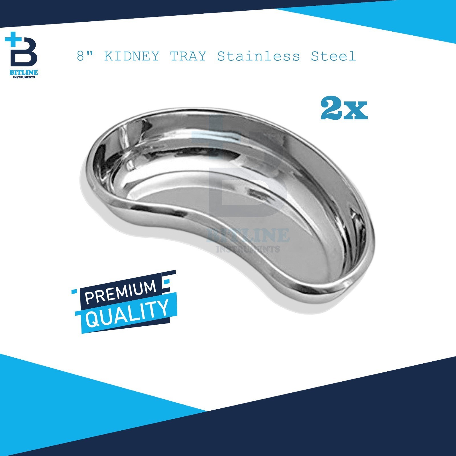 2pcs Surgical KIDNEY TRAY 8» DISH BASIN Stainless Steel Instrument CE Approved