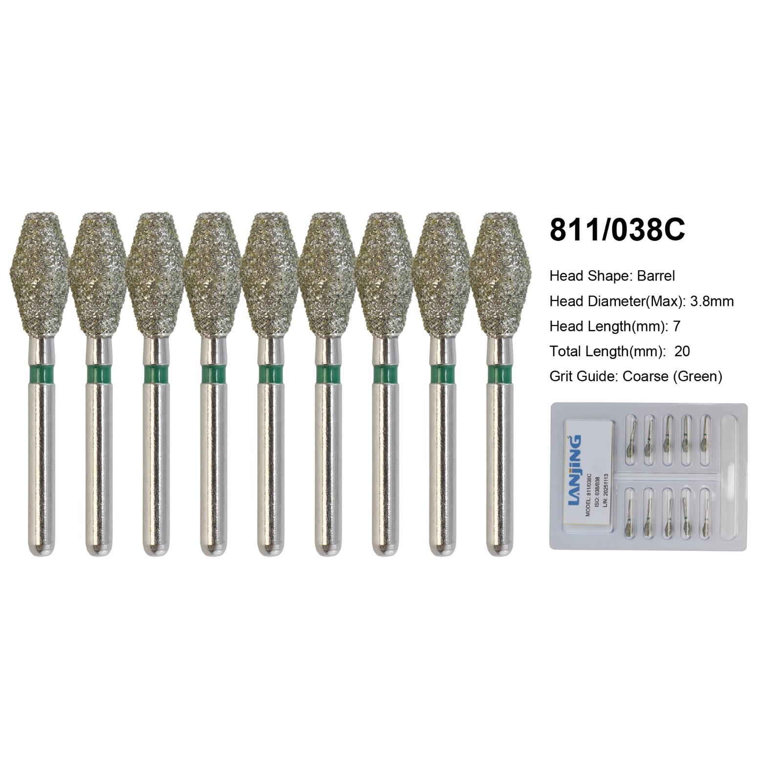 Barrel Bur Dental Diamond Bur Barrel 811 Super Coarse Friction Grip FG Multi-Use