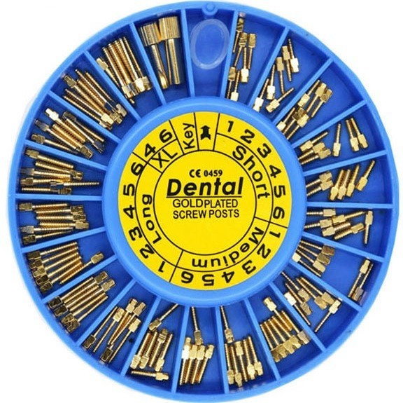 120pcs/kit Dental Screw Post Completed Kit Silver/Gold Plated Endo Conical Pins