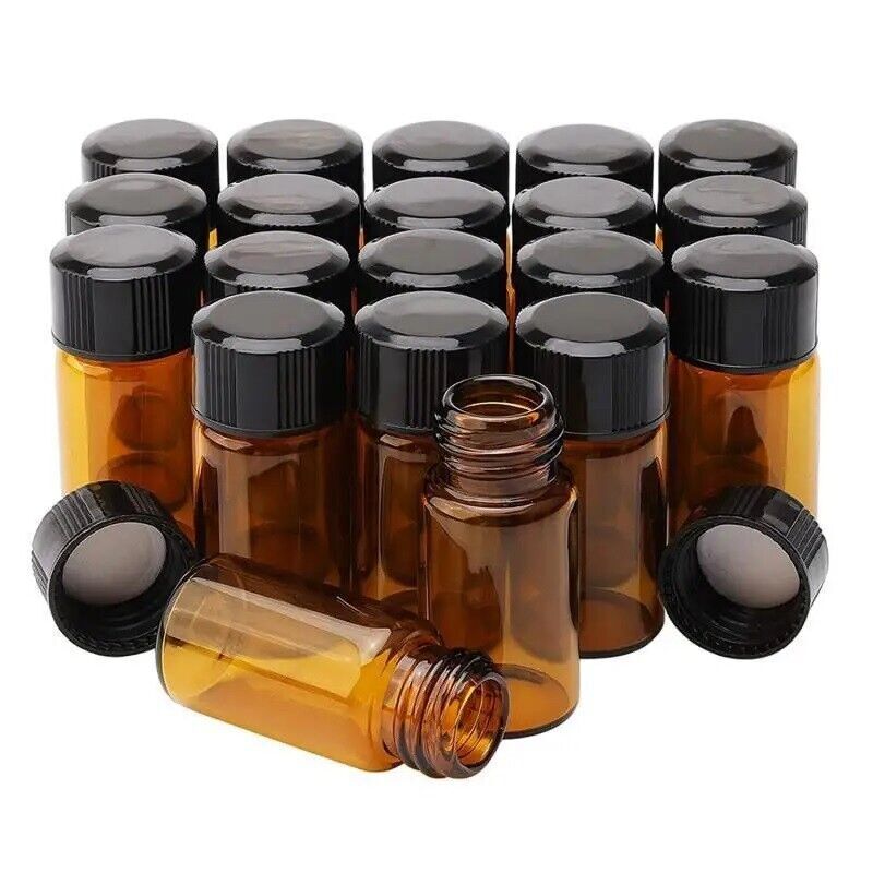 10pc Tiny Empty Clear/Brown Glass Vials Bottles 2/3/5/10ml Travel Sub Containers