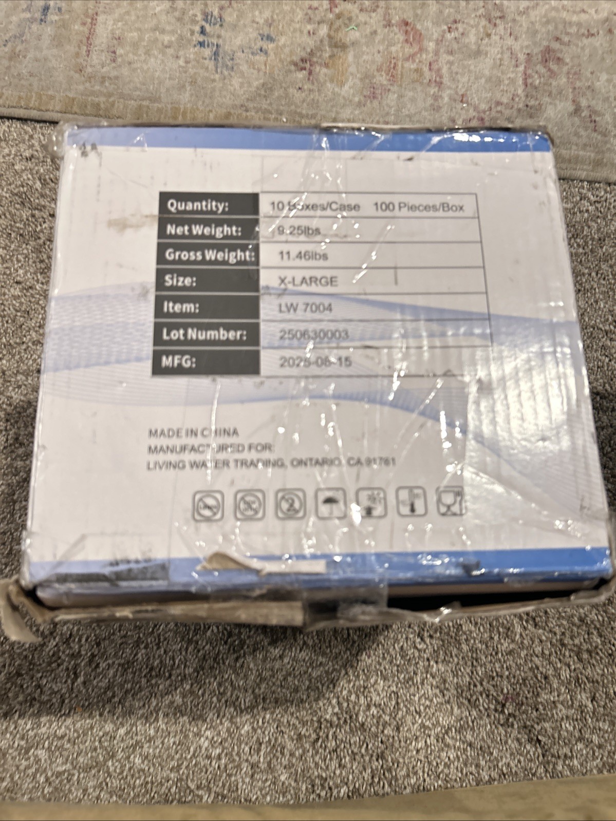 LW Concept Blue Nitrile Exam Gloves Powder Free XL Blue 10 Box Case