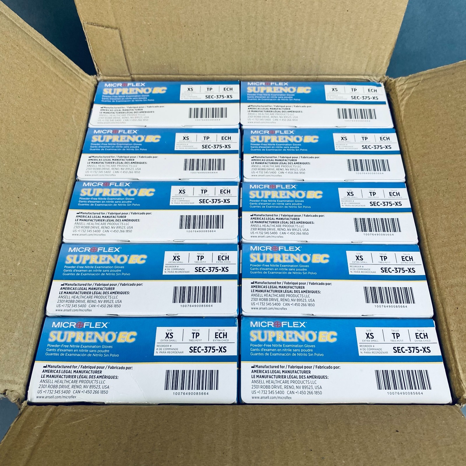 Ansell Microflex Nitrile Gloves XS Supreno EC Powder Free 10 Boxes of 50 Each