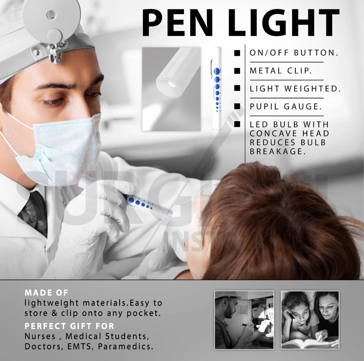 12 Pcs Disposable Penlights Diagnostic ENT, EMT Emergency Medical Instruments