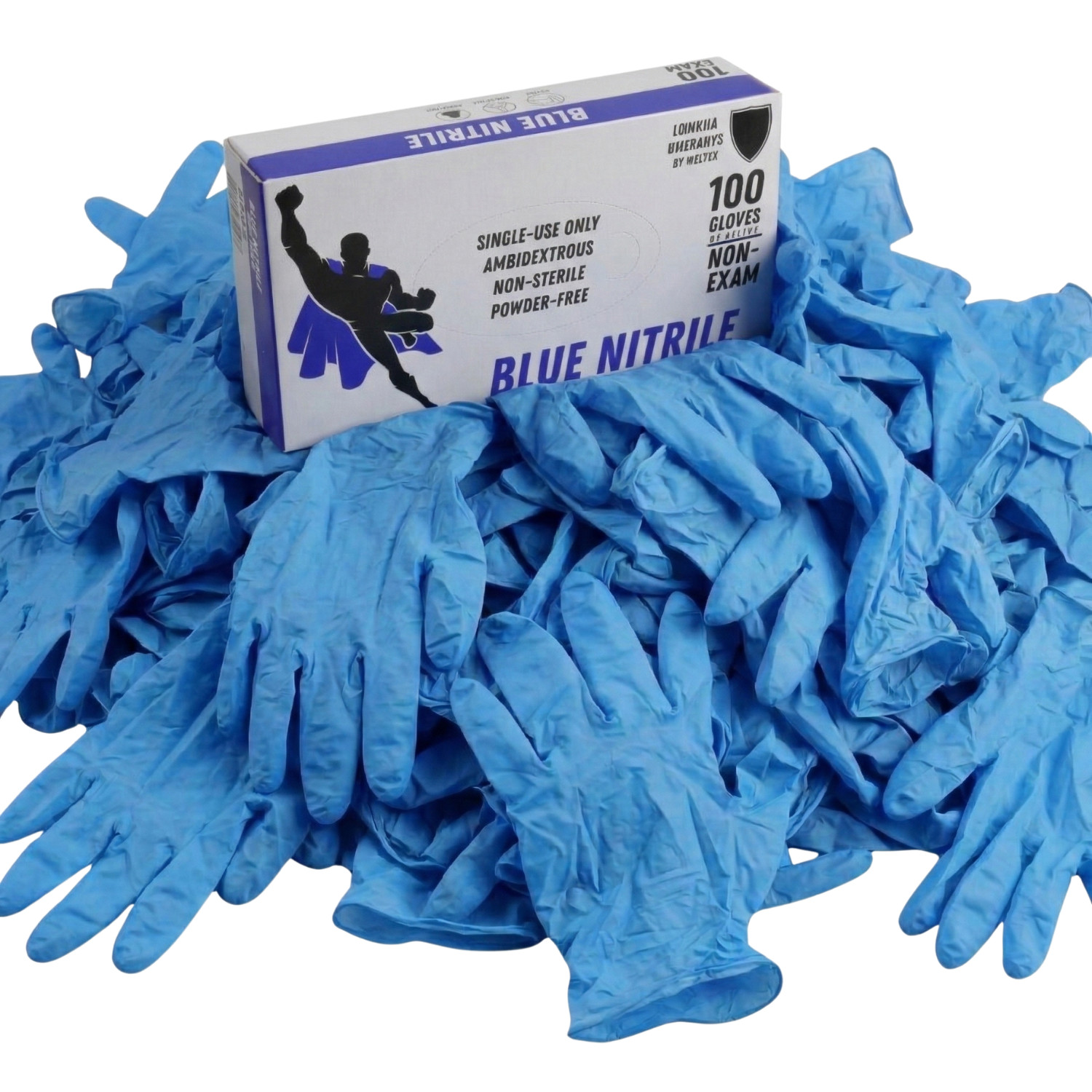 2000 Gloves Blue Industrial Nitrile Gloves Powder Free 5 Mil 2XL