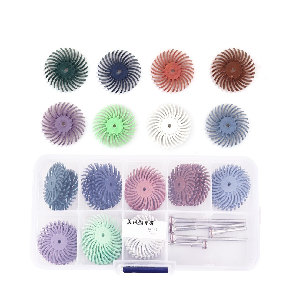 Dental Silicone Rubber Spiral Finishing Polishing Disc Wheel Shank + Mandrel Kit