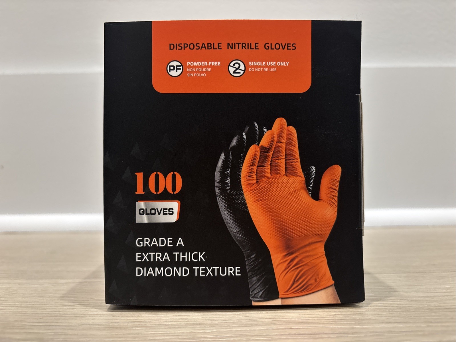 Heavy Duty 8 Mil Nitrile Work Gloves Powder Free Latex Free Diamond Texture