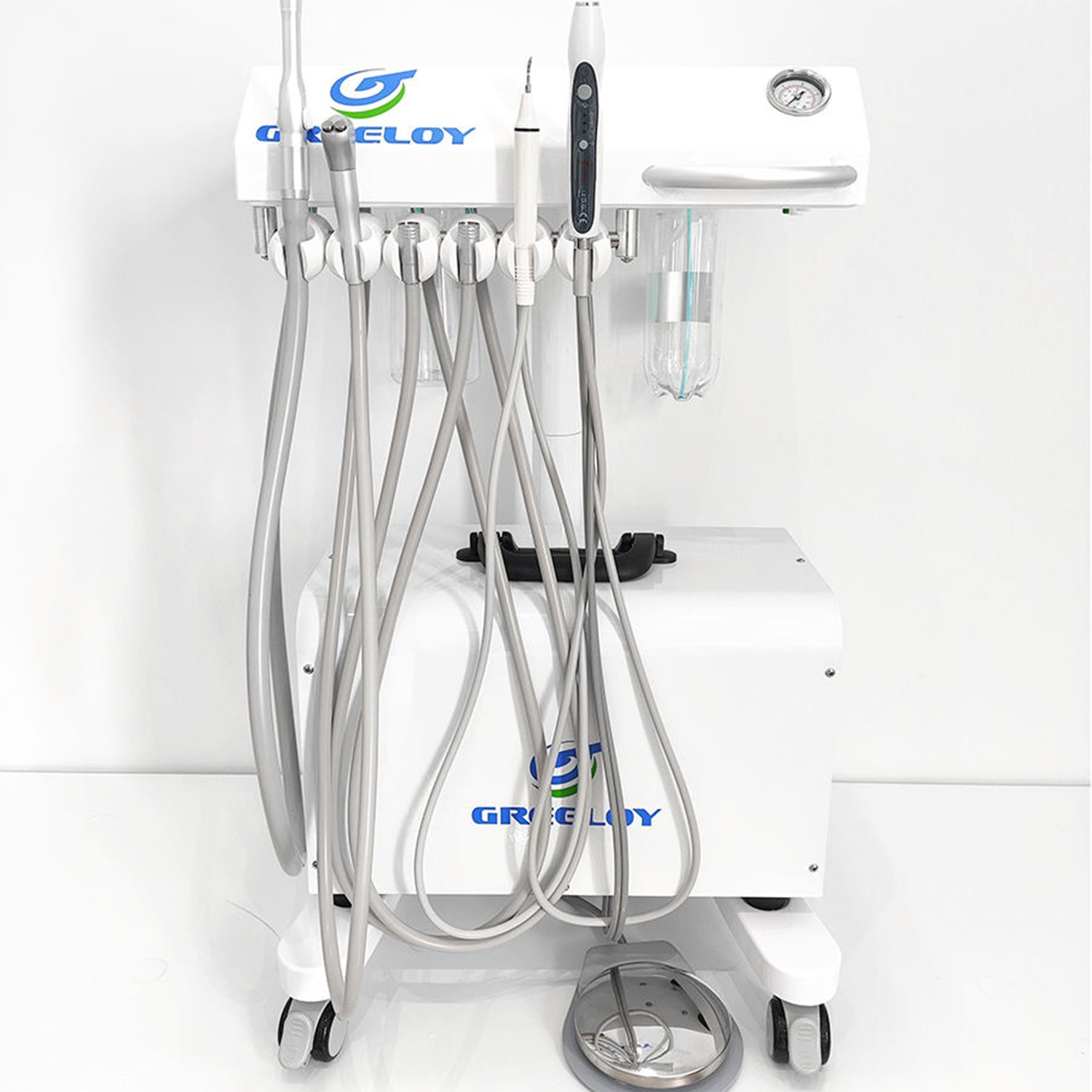 Dental Mobile Adjustable Treatment Unit GU-P302 4H+Dental Air Compressor GU-P300