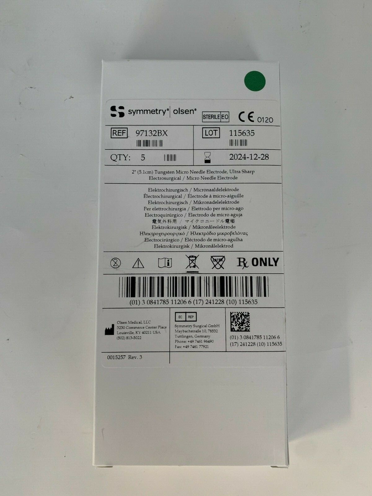 Symmetry Olsen QTY:5 2″ Tungsten Micro Needle Electrode Electrosurgical- 97132BX