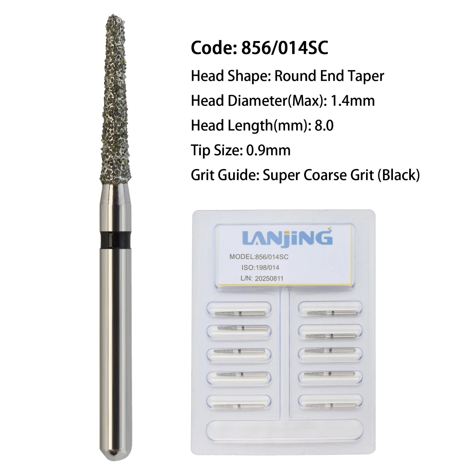 Dental Burs Diamond FG Round End Taper Cylinder High Speed Friction Grip 850 856
