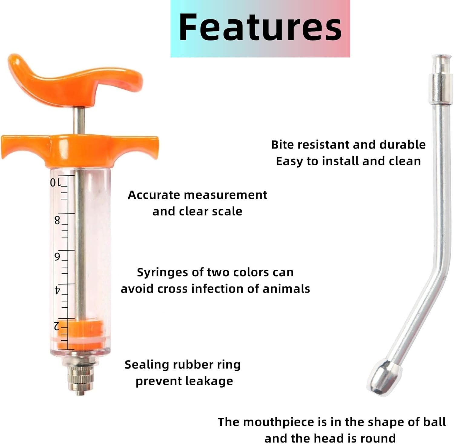 Compatible with Livestock Reusable Adjustable Animal Drench Nozzle 10ml