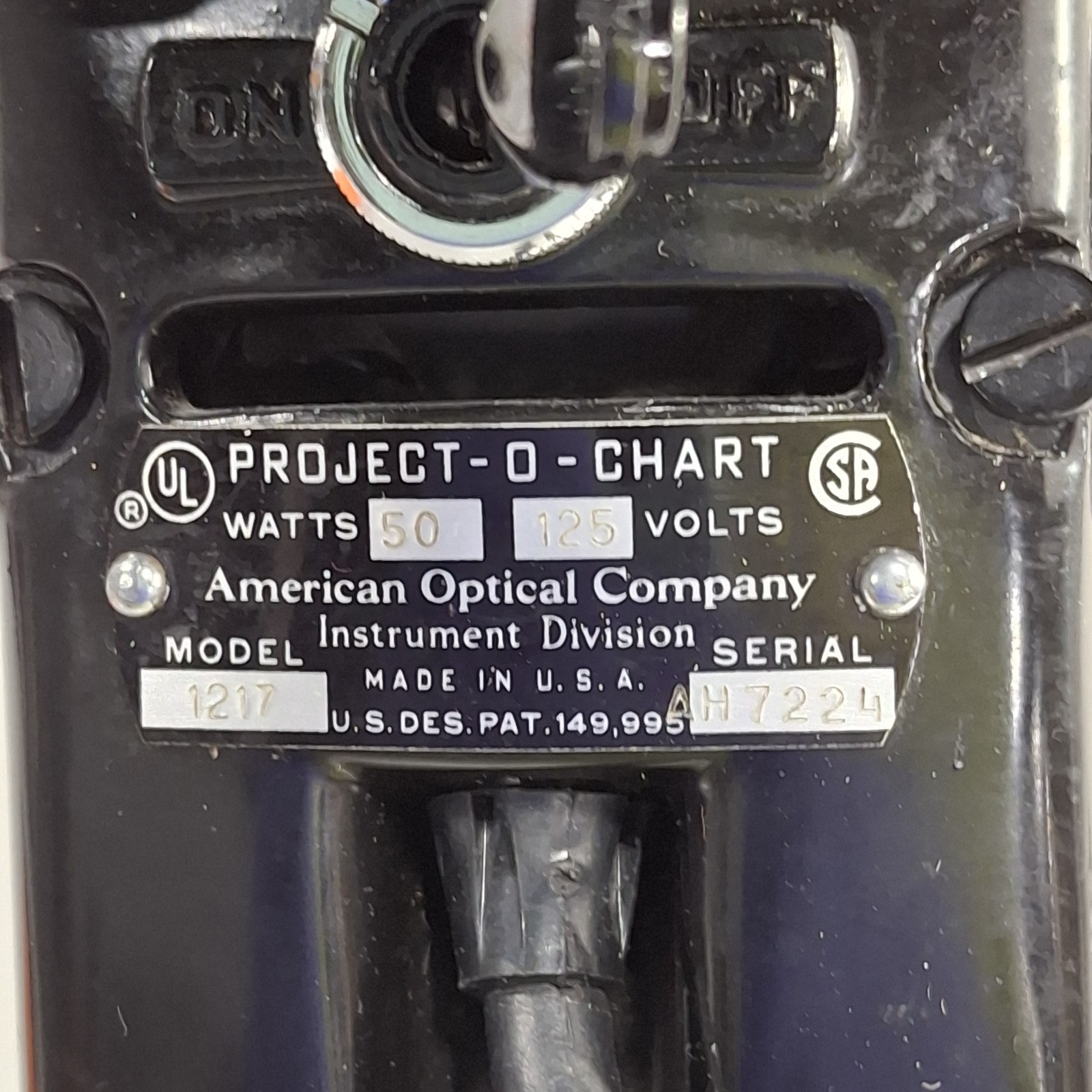 American Optical Project-O-Chart