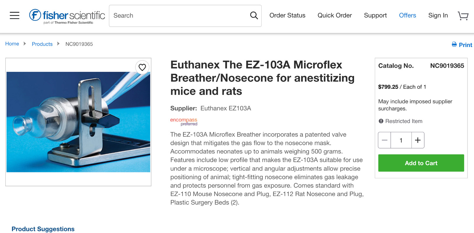 EZ Systems Euthanex EZ-103A Microflex Breather & EZ-251 Tabletop Filter Stand