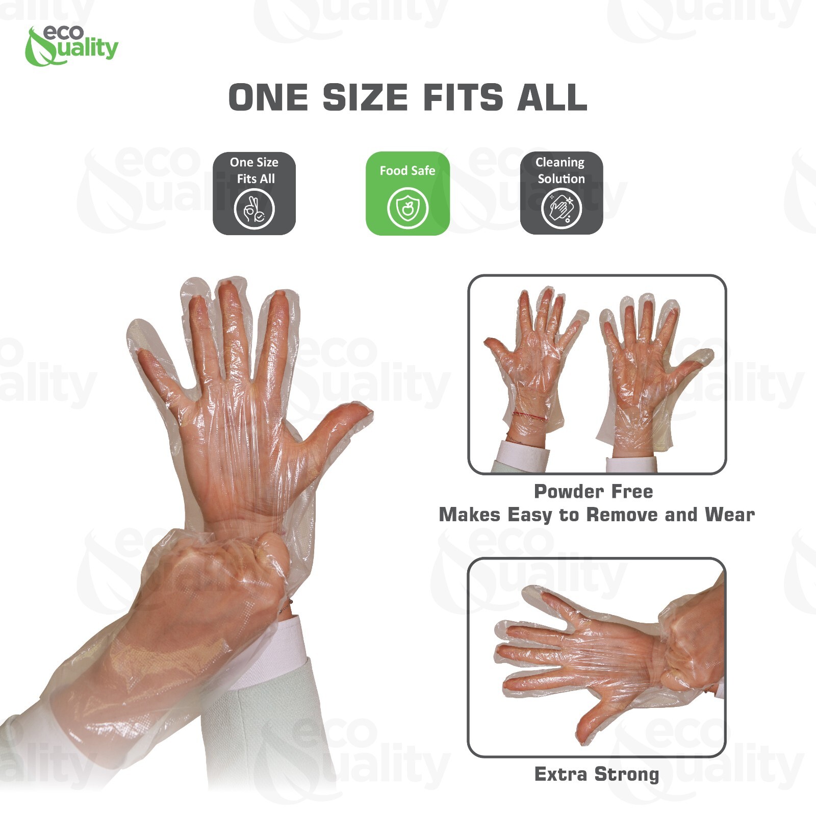 Disposable Food Grade Poly Gloves, One Size Fits All, Latex & Powder Free 500pcs