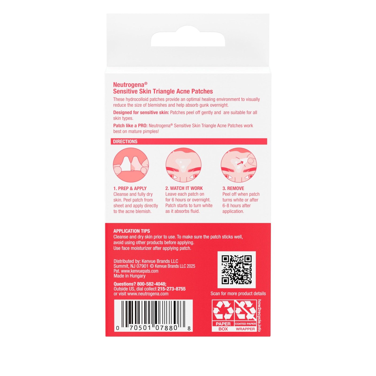 Neutrogena Triangle Acne Patches For Sensitive Skin Small Large Hydrocolloid