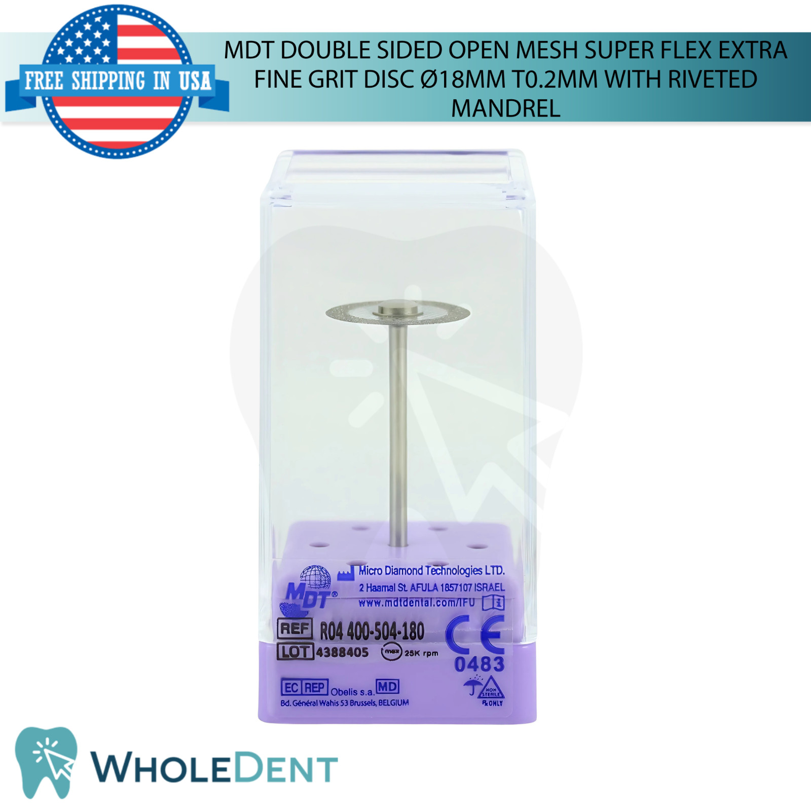 Extra Fine Grit Double Sided Mesh Super Flex Dental Lab Disc Ø18mm 0.2mm Thick
