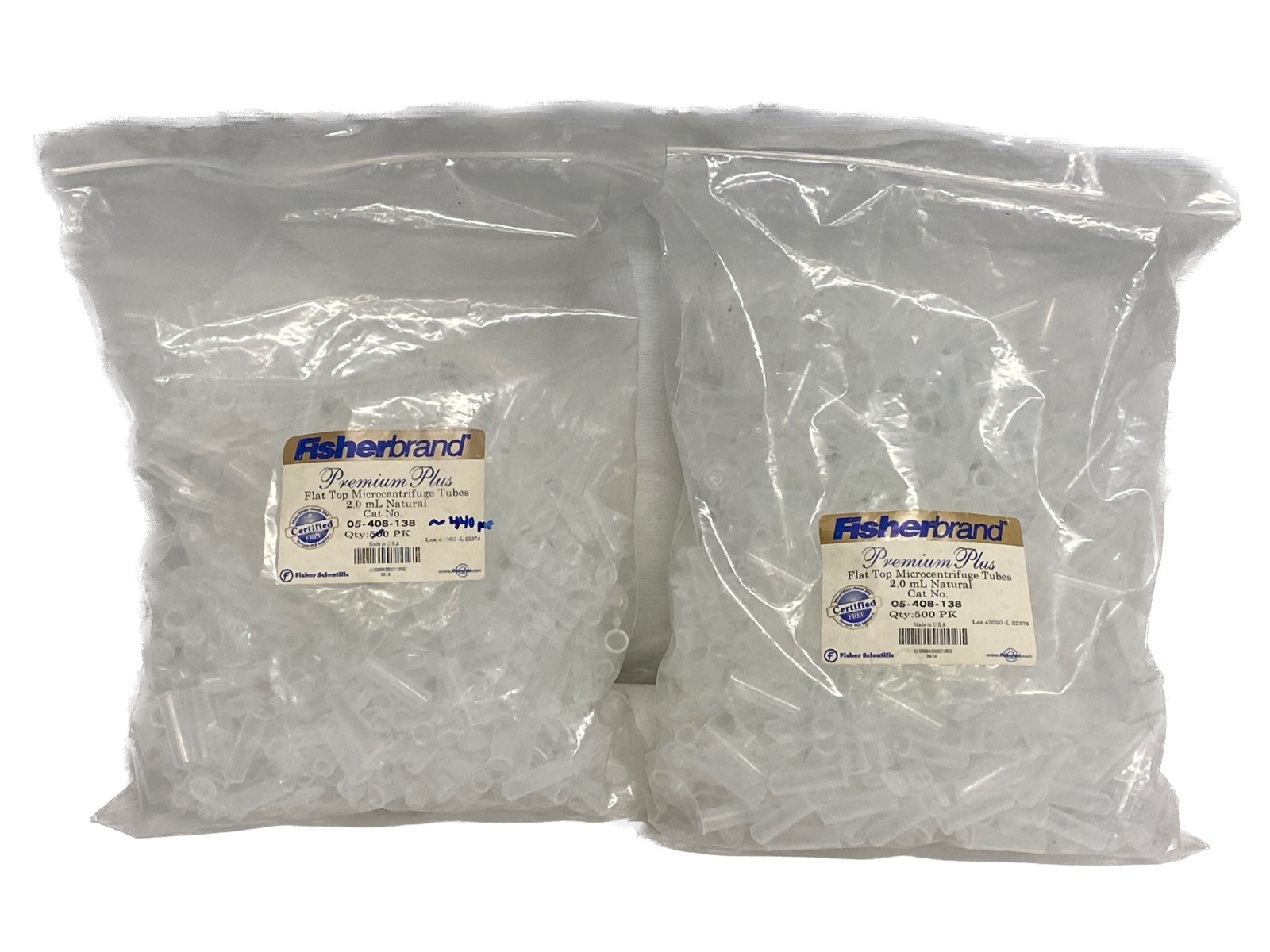 (940) FISHERBRAND 2mL Premium Plus Graduated Microcentrifuge Tubes w/Snap Cap