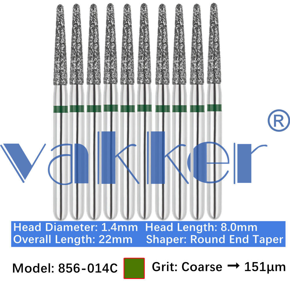 Vakker Dental Round End Taper FG Diamond Bur 856-014C Coarse 10/pk