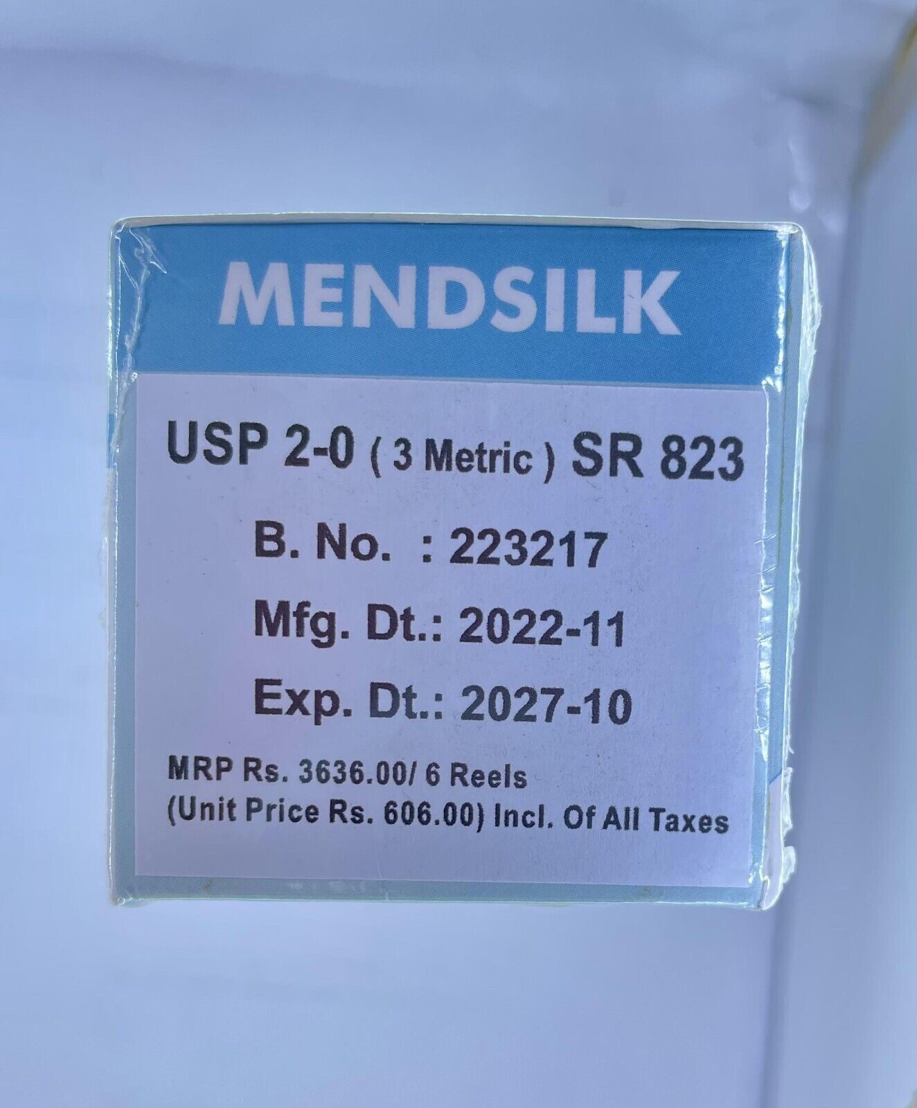 MENDSILK BLACK BRAIDED SILK SR823 USP 2-0 (3 METRIC) 6 PACK
