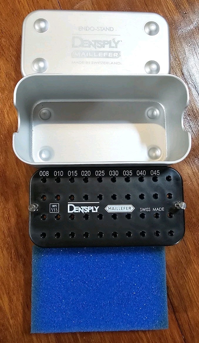Endo Stand Dentsply Maillefer Aluminum Swiss Holds 40 Instruments Autoclavable