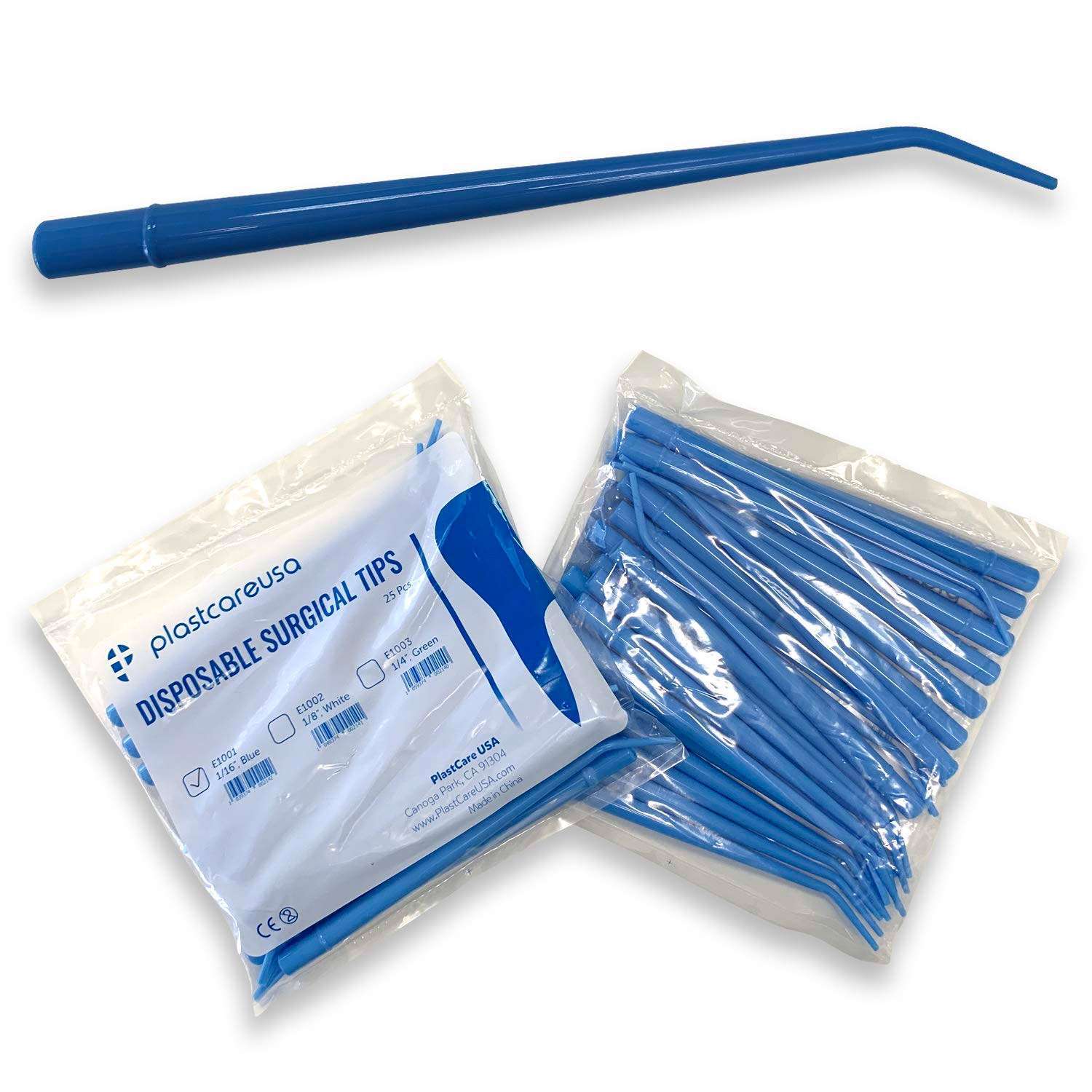 plastcareusa Surgical Aspirator Tips, Small 1/16″, Blue, 25/Bag