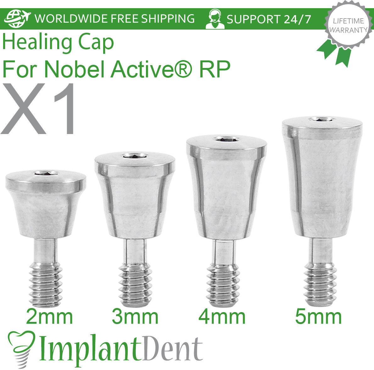 1x Dental Healing Cap Regular Platform RP Conical Connection Hex 2.65mm