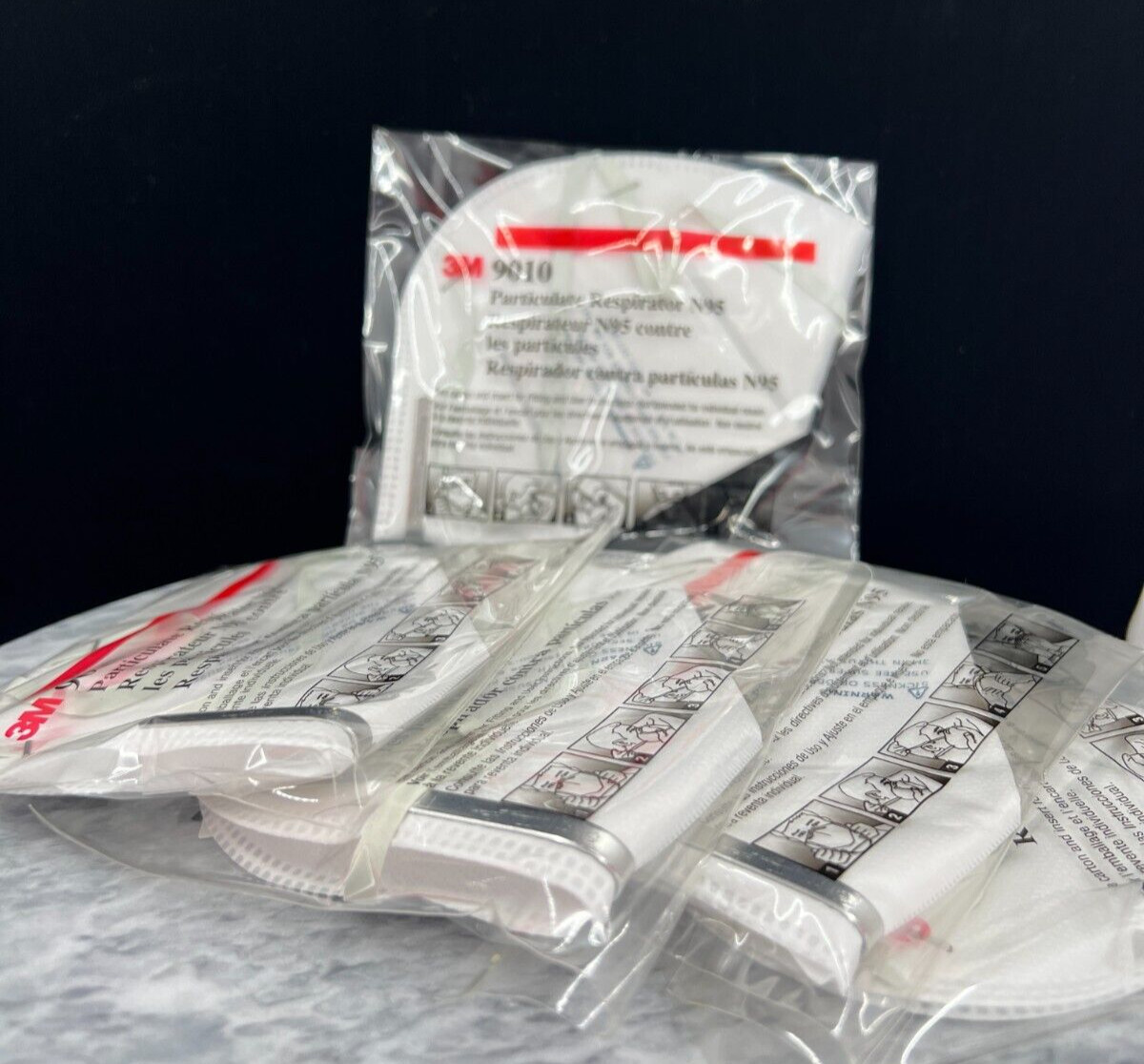 Lot of 5 Genuine New 3M N95 9010 Respirator Face Masks – NEW