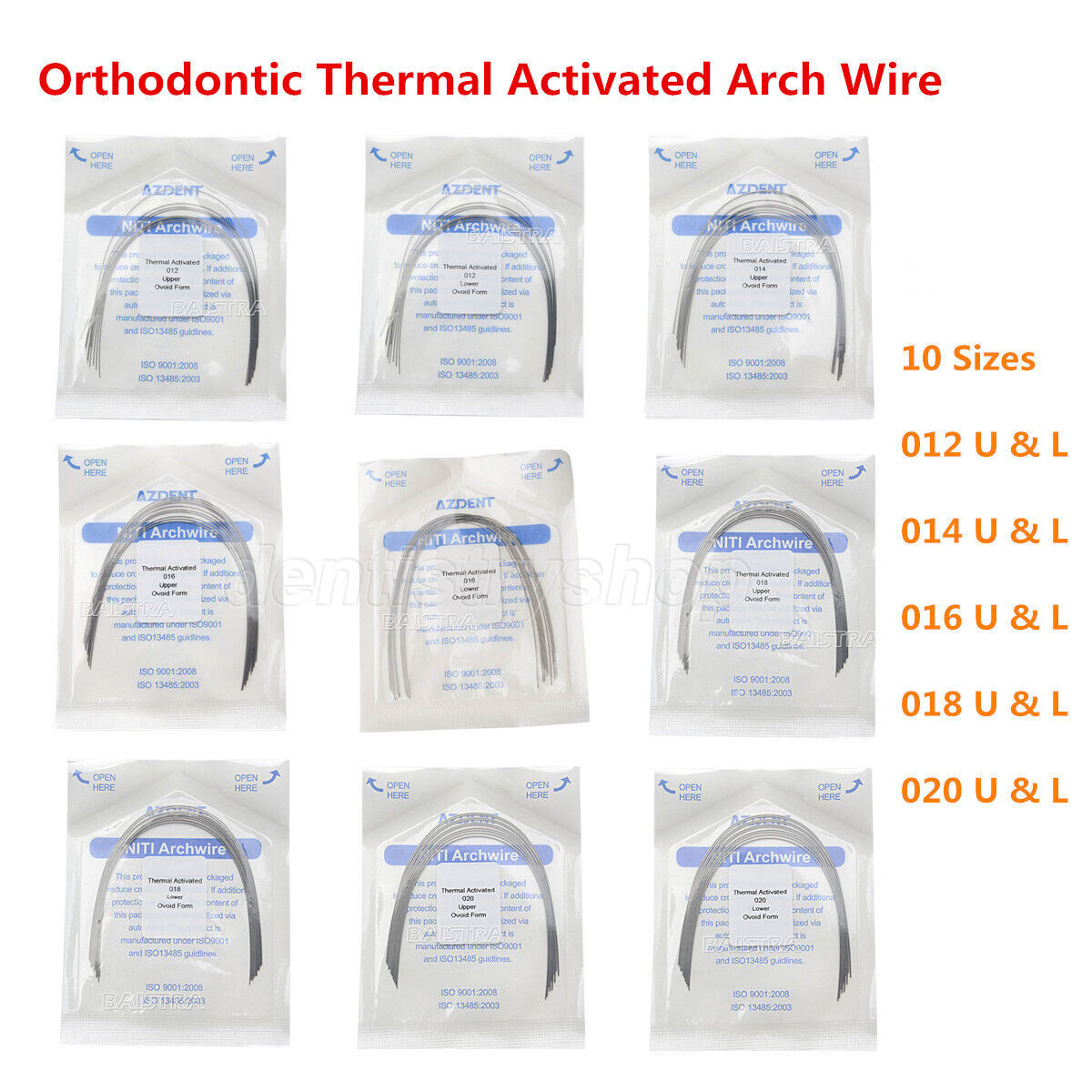 10 Packs AZDENT Dental Orthodontic Heat Thermal Activated Niti Arch Wires Round