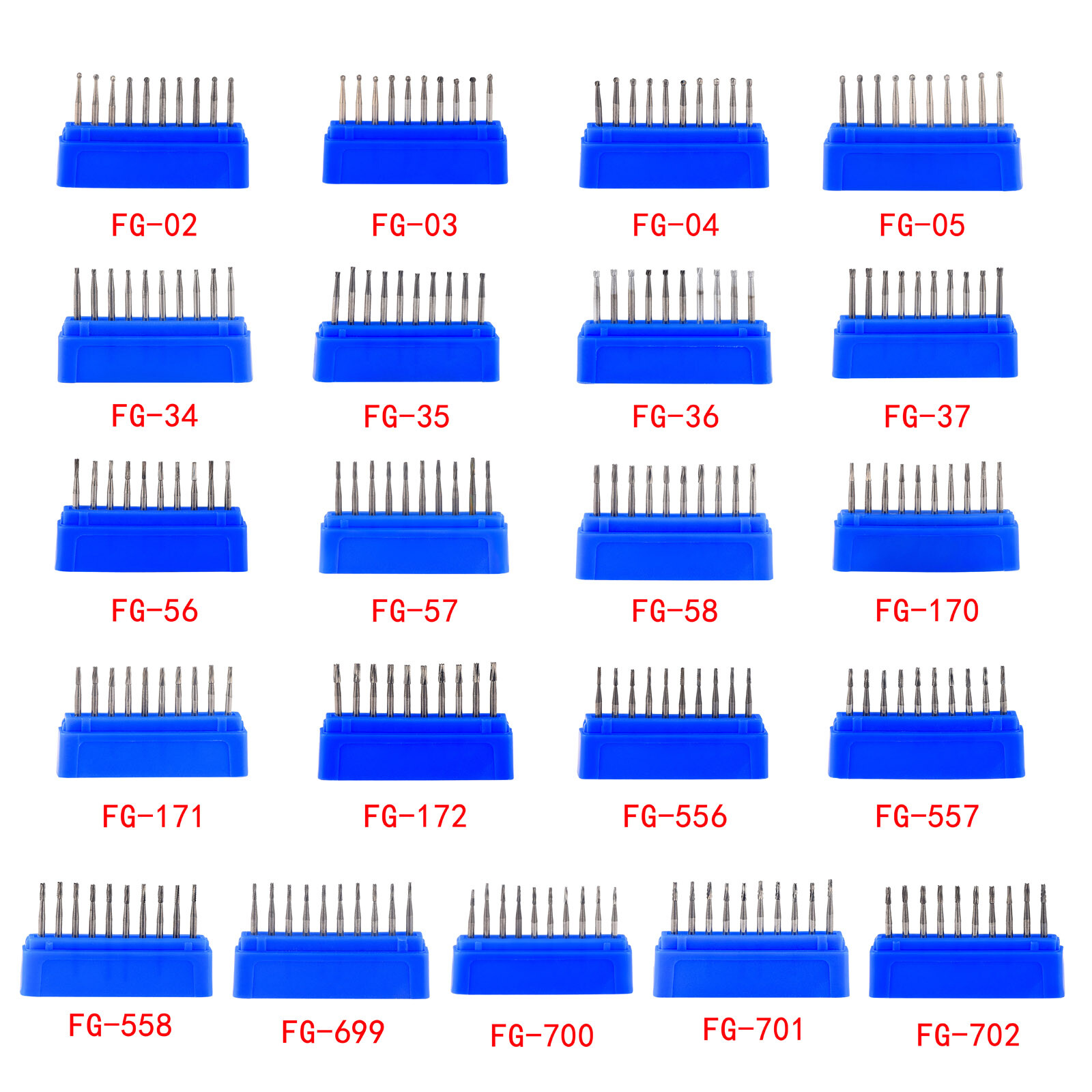 10Pcs/Box Dental Carbide Burs FG Round Clinic Drills for High Speed Handpiece