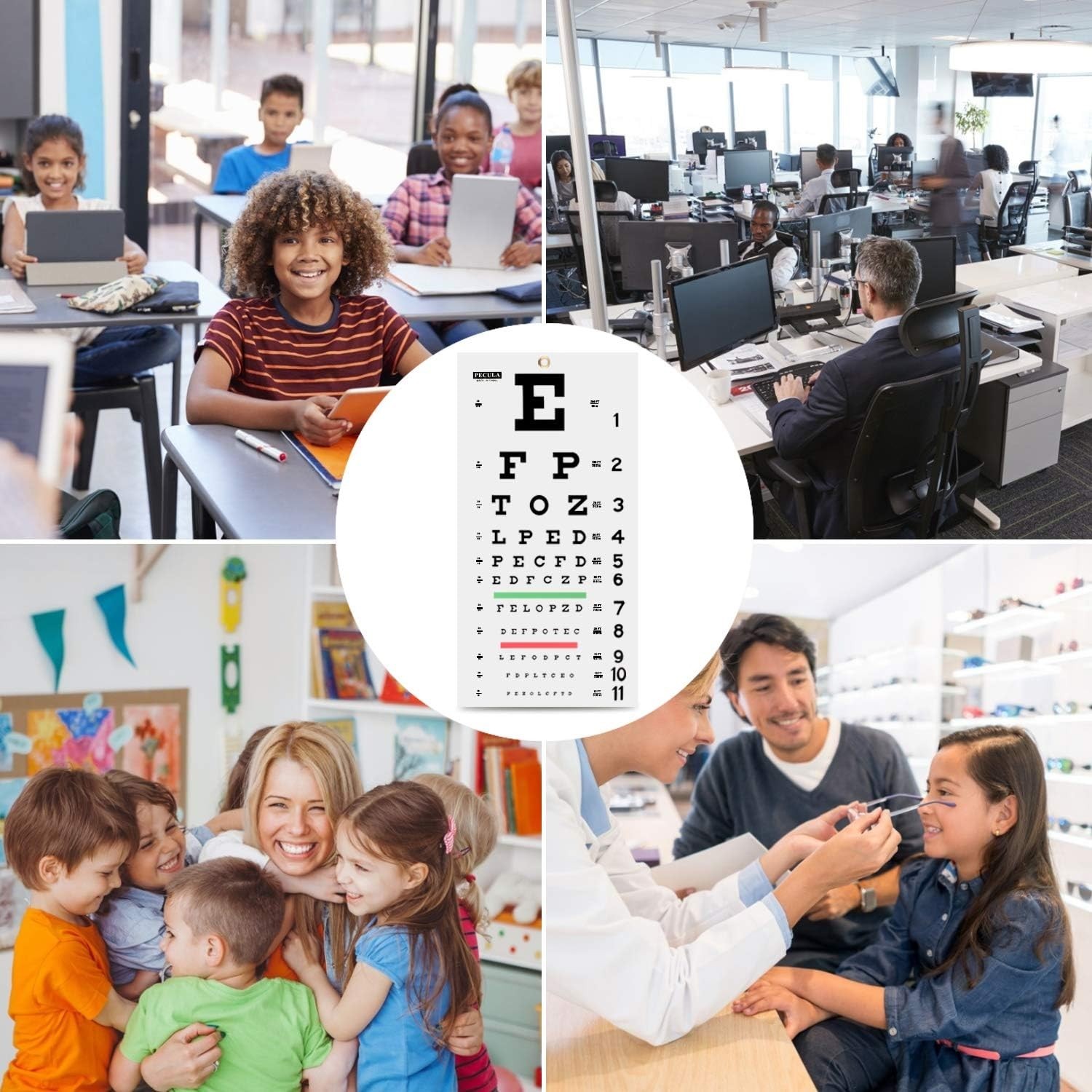 Professional Snellen Chart – Eye Exam Essential, 20 Feet, Unframed 11 x 22 in.