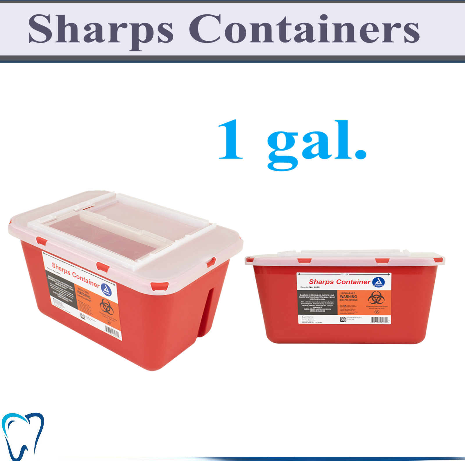 Prevent Sharps Container 1 qt, 2 qt, 5 qt., 1 gal, 2 gal., Locking & Horizontal