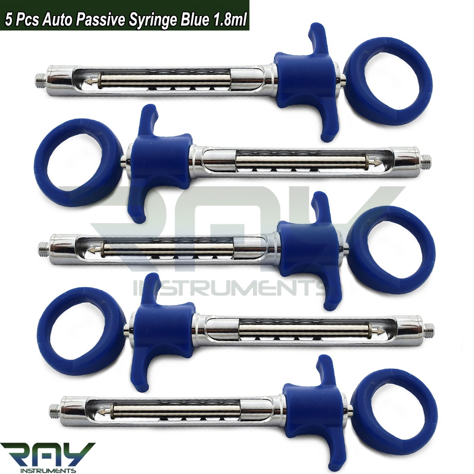 5 Pcs Dental Anesthesia Self-Aspirating Auto Passive Syringe Blue 1.8ml Dentist
