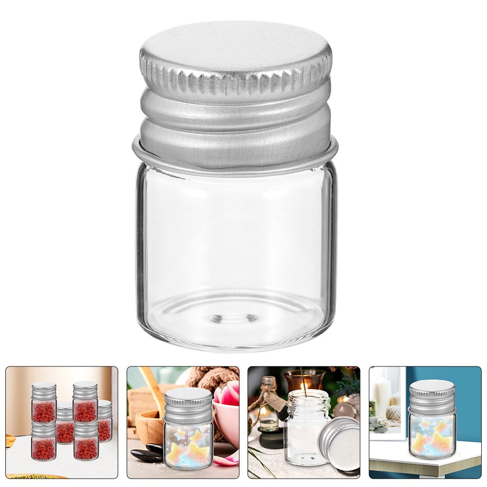24 Pcs Mini Empty Glass Vials 5ml With Aluminum Caps For Sampling