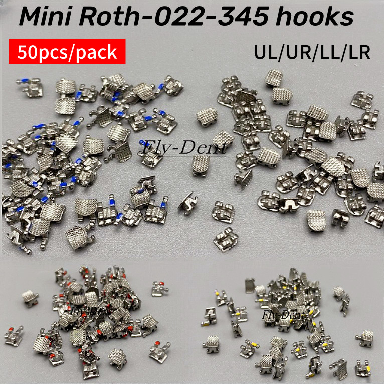 Dental Orthodontic Bracket Braces Mini Roth 022 Slot Hooks 345 Metal In Bulk