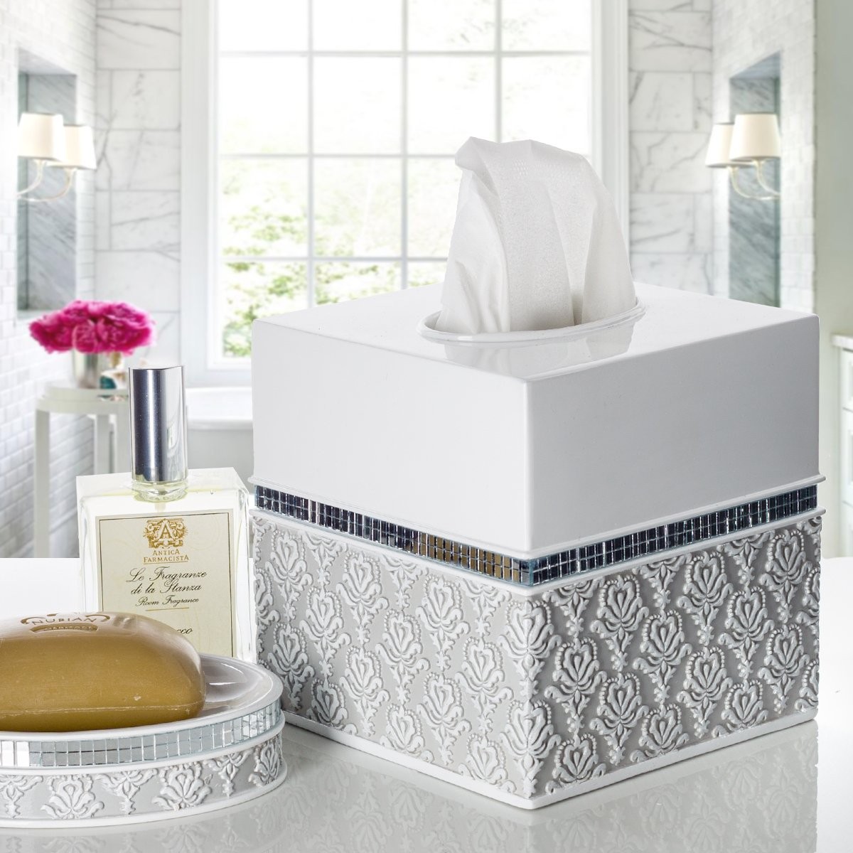 Creative Scents Mirror Damask Square – Tissues Paper Holder
